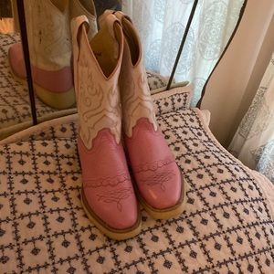 Pink and White Old West Cowboy Boots
